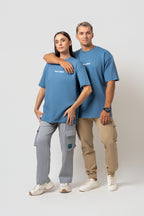 Oversize Backprint Interlock Tee - BOLD DREAMS (ICE BLUE)