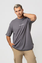 Oversize Backprint Interlock Tee - DESTINED TO WIN (DEEP ASH)