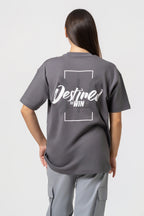 Oversize Backprint Interlock Tee - DESTINED TO WIN (DEEP ASH)