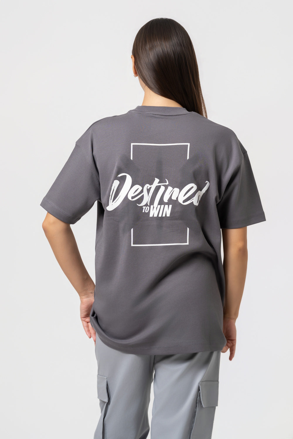 Oversize Backprint Interlock Tee - DESTINED TO WIN (DEEP ASH)