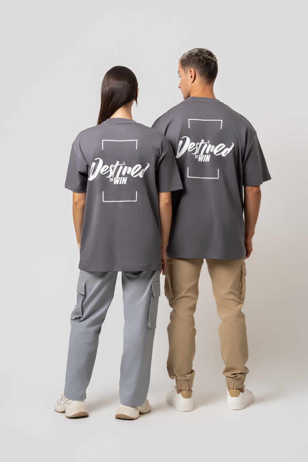 Oversize Backprint Interlock Tee - DESTINED TO WIN (DEEP ASH)