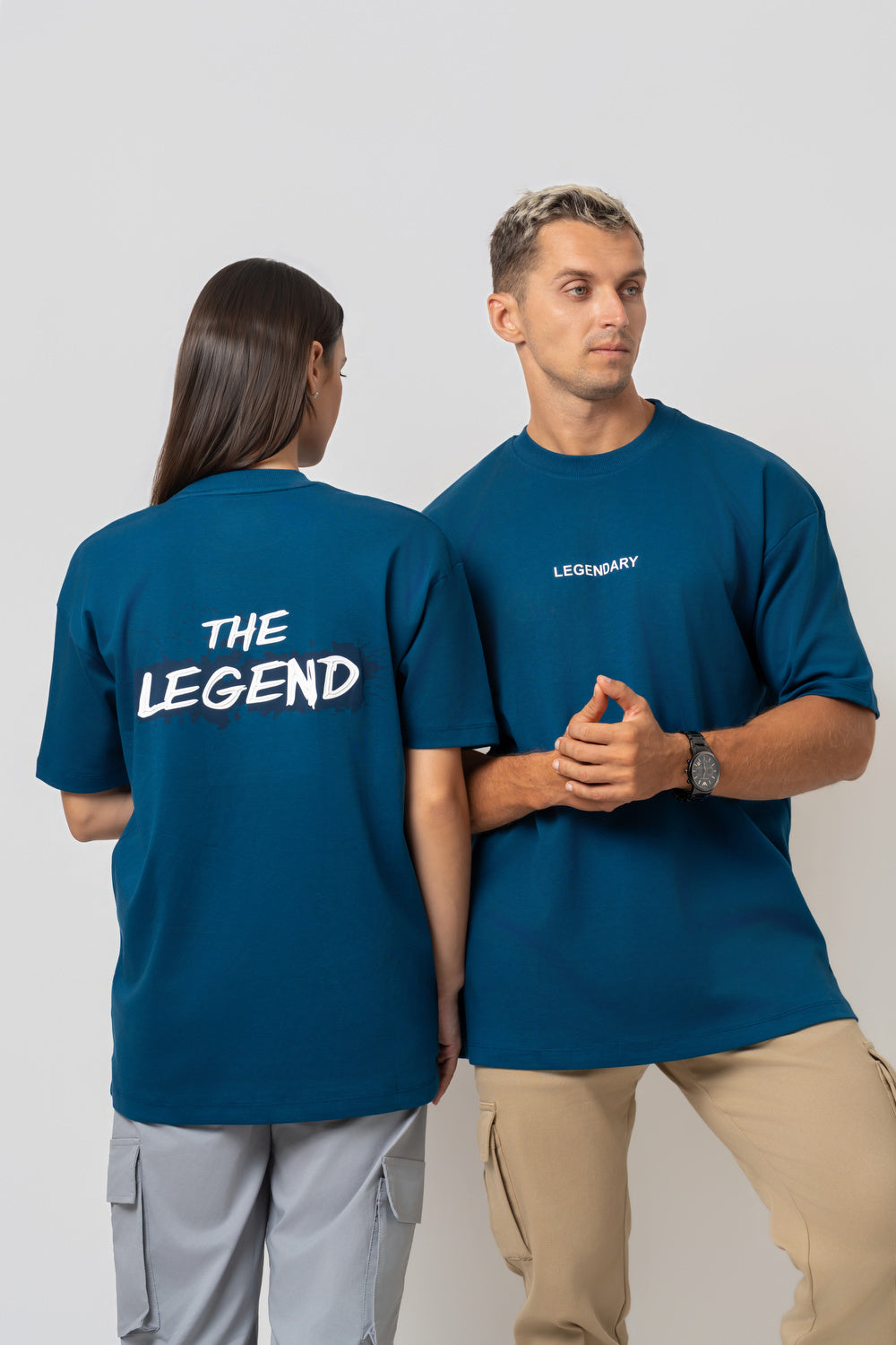 Oversize Backprint Interlock Tee - THE LEGEND (PETROL)