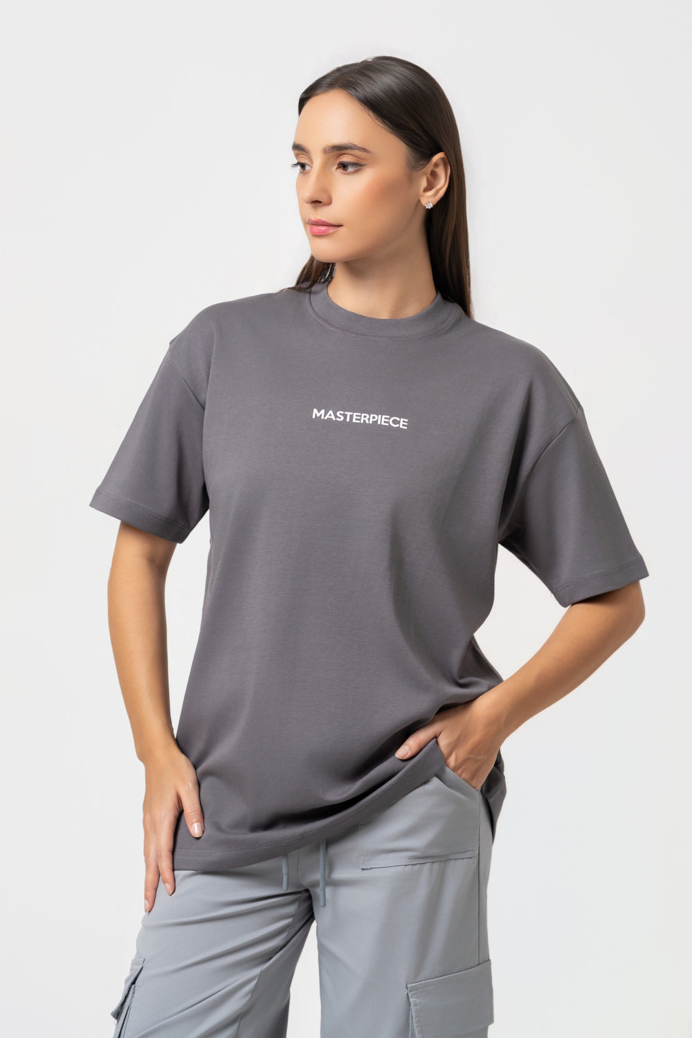 Oversize Backprint Interlock Tee - MASTERPIECE (DEEP ASH)