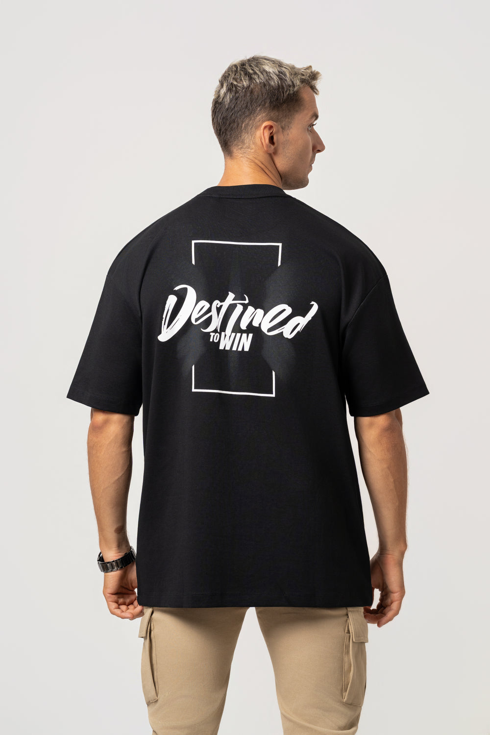 Oversize Backprint Interlock Tee - DESTINED TO WIN (BLACK)