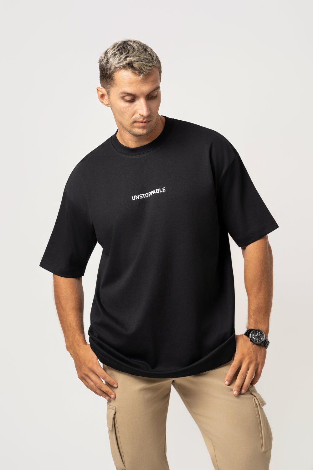 Oversize Backprint Interlock Tee - DESTINED TO WIN (BLACK)