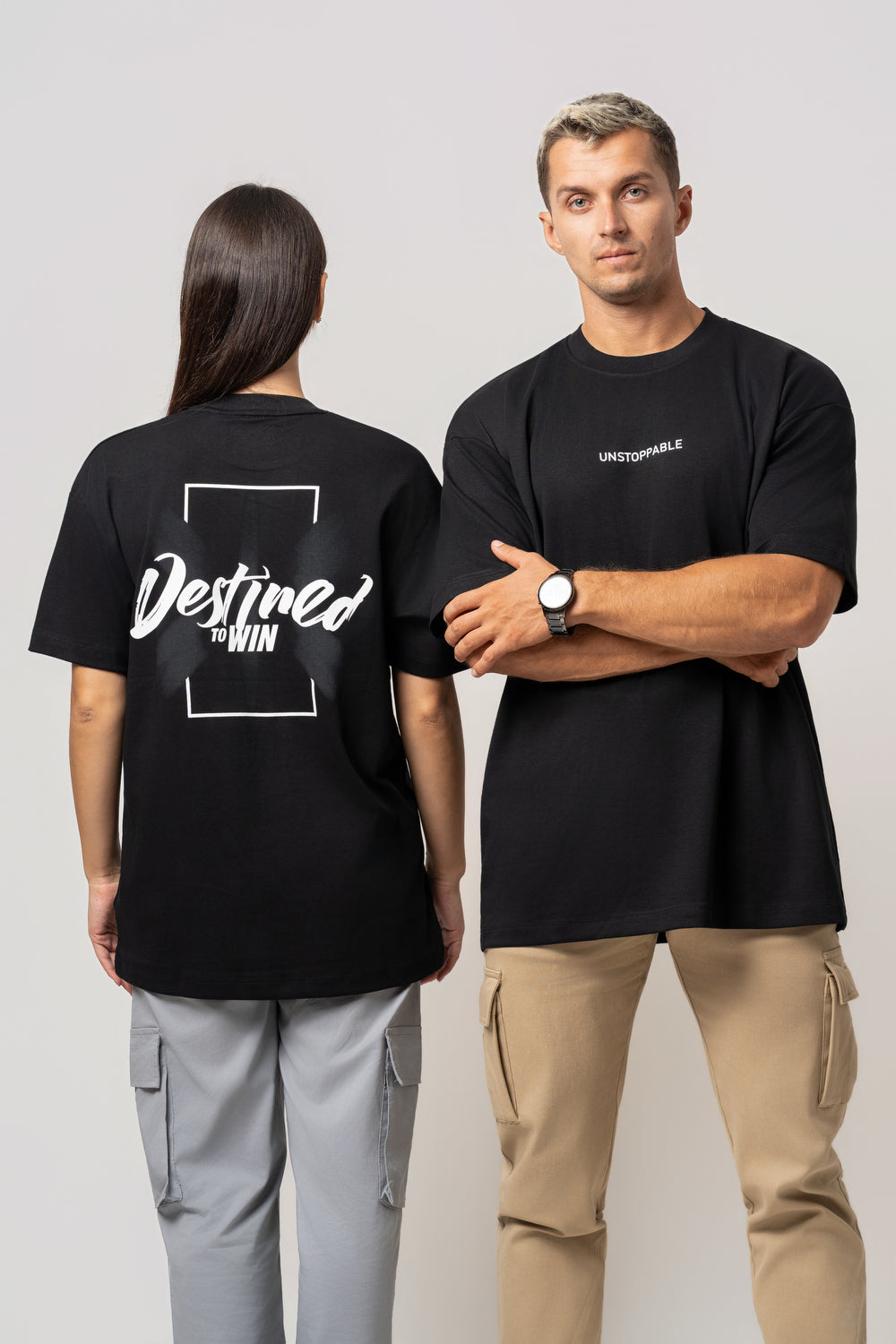 Oversize Backprint Interlock Tee - DESTINED TO WIN (BLACK)