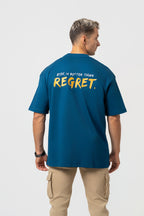Oversize Backprint Interlock Tee - RISK IS BETTER THAN REGRET (PETROL)