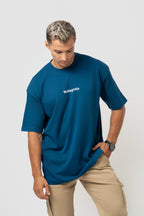 Oversize Backprint Interlock Tee - RISK IS BETTER THAN REGRET (PETROL)