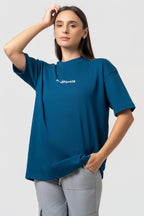 Oversize Backprint Interlock Tee - RISK IS BETTER THAN REGRET (PETROL)