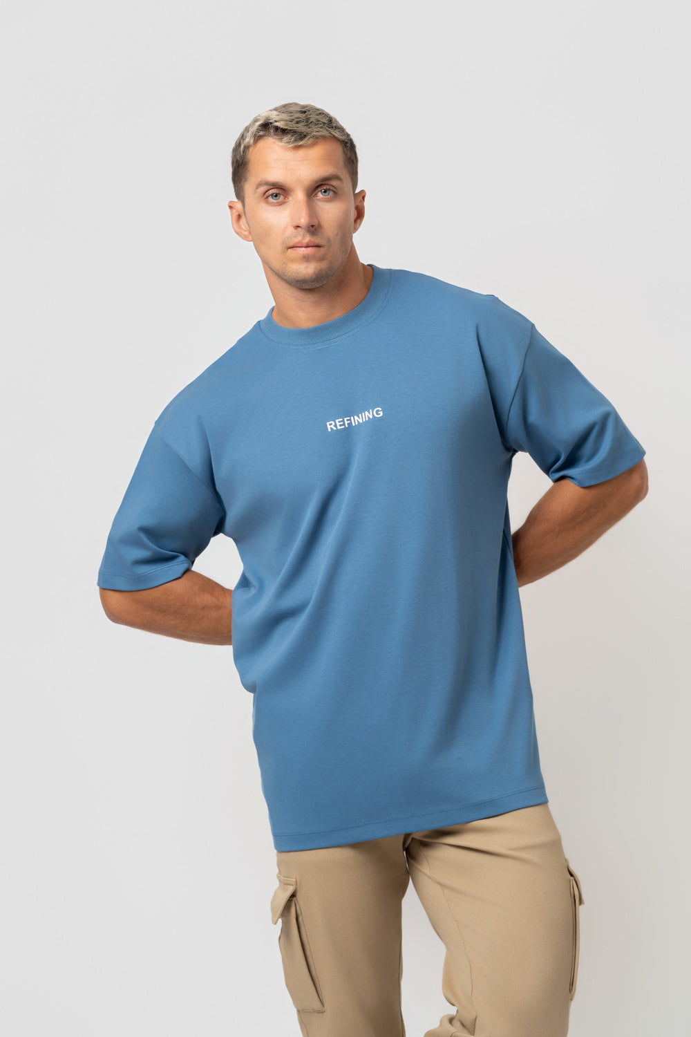 Oversize Backprint Interlock Tee - PERFECTION (ICE BLUE)
