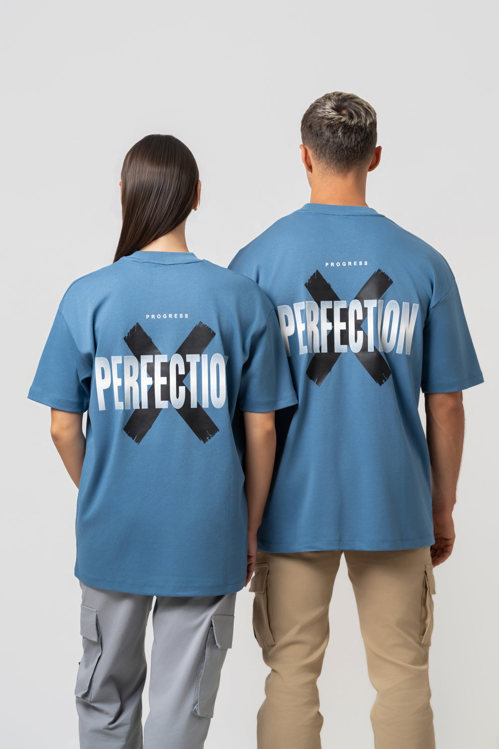 Oversize Backprint Interlock Tee - PERFECTION (ICE BLUE)