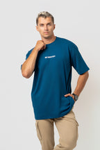 Oversize Bakcprint Interlock Tee - HUSTLE MENTALITY (PETROL)