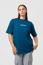 Oversize Bakcprint Interlock Tee - HUSTLE MENTALITY (PETROL)