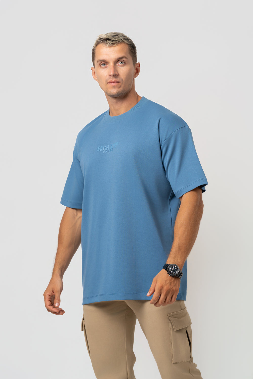 Oversize Backprint Interlock Tee - VISION (ICE BLUE)