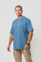 Oversize Backprint Interlock Tee - VISION (ICE BLUE)