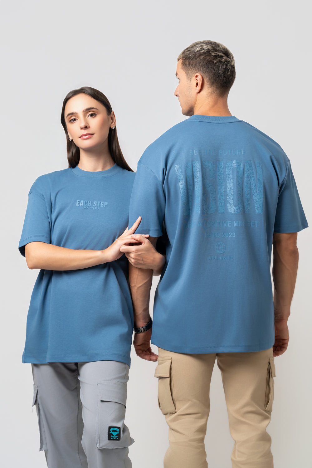Oversize Backprint Interlock Tee - VISION (ICE BLUE)