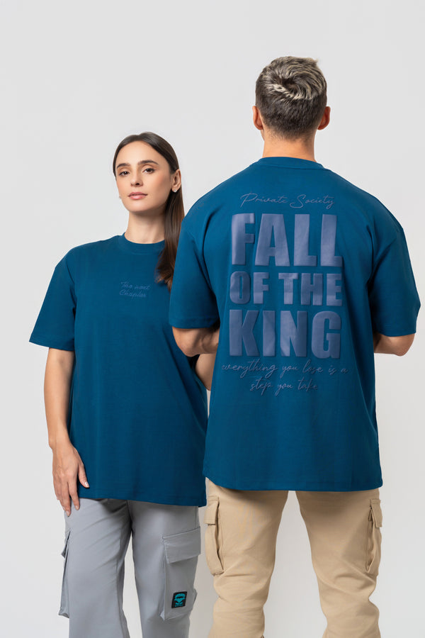 Oversize Backprint Interlock Tee - FALL OF THE KING (PETROL)