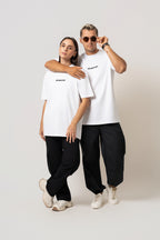 Oversize Bakcprint Interlock Tee - HUSTLE MENTALITY (WHITE)