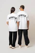 Oversize Bakcprint Interlock Tee - HUSTLE MENTALITY (WHITE)