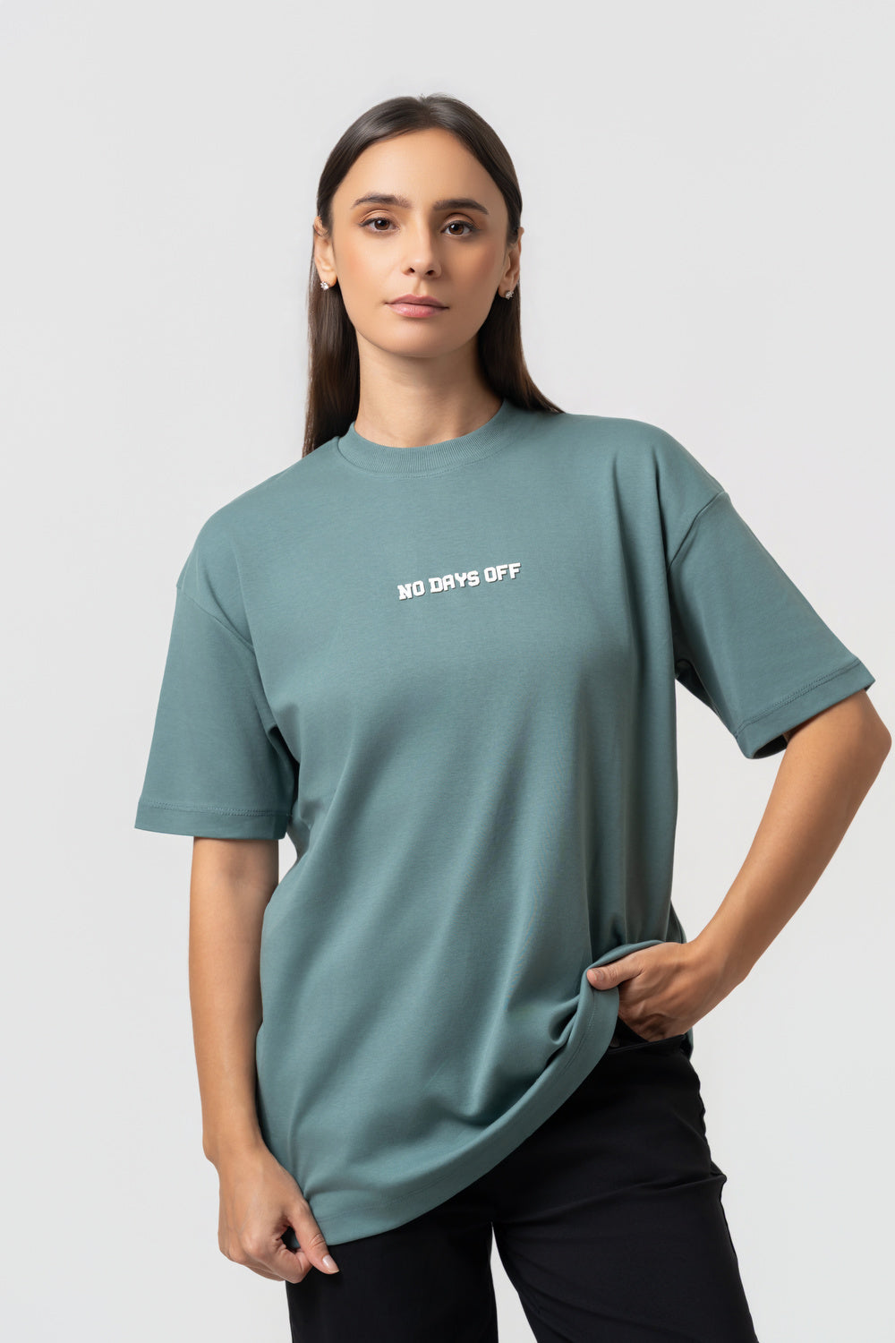 Oversize Backprint Interlock Tee - HUSTLE MENTALITY (MINT)
