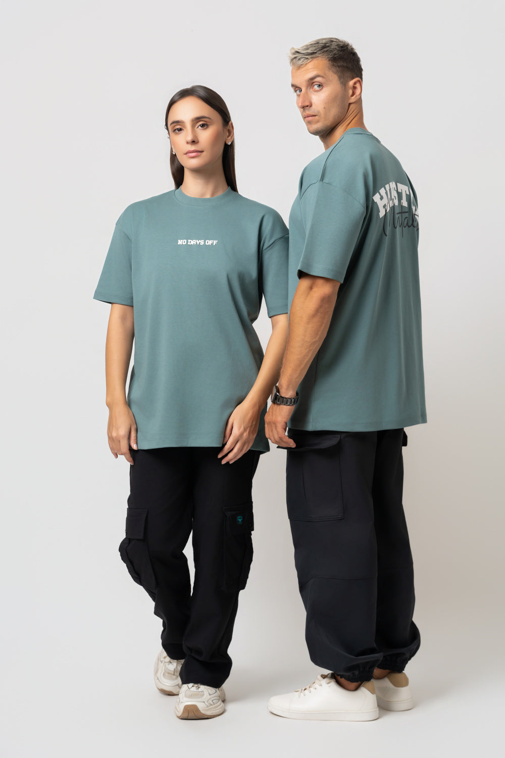 Oversize Backprint Interlock Tee - HUSTLE MENTALITY (MINT)