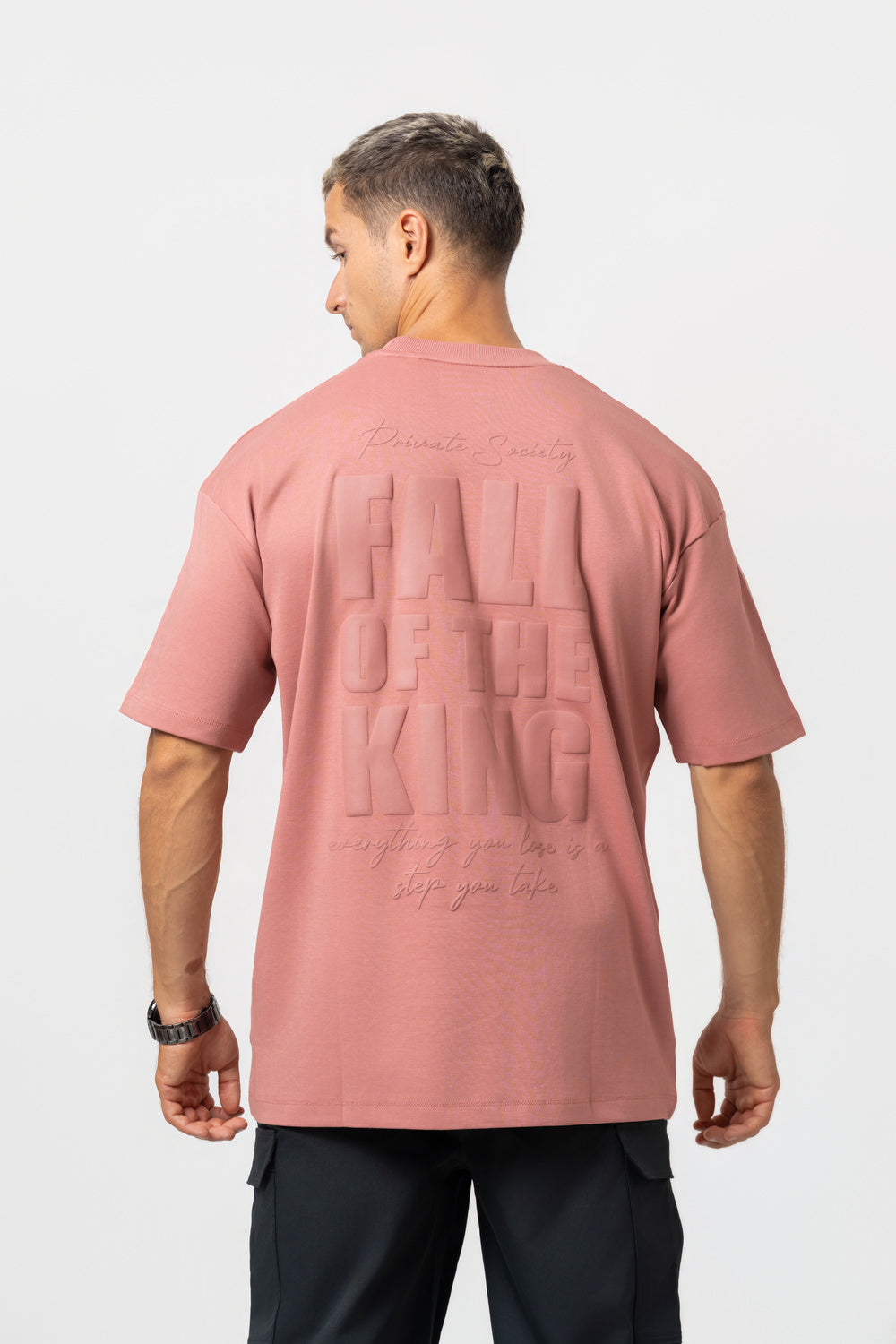 Oversize Backprint Interlock Tee - FALL OF THE KING (DUSTY ROSE)