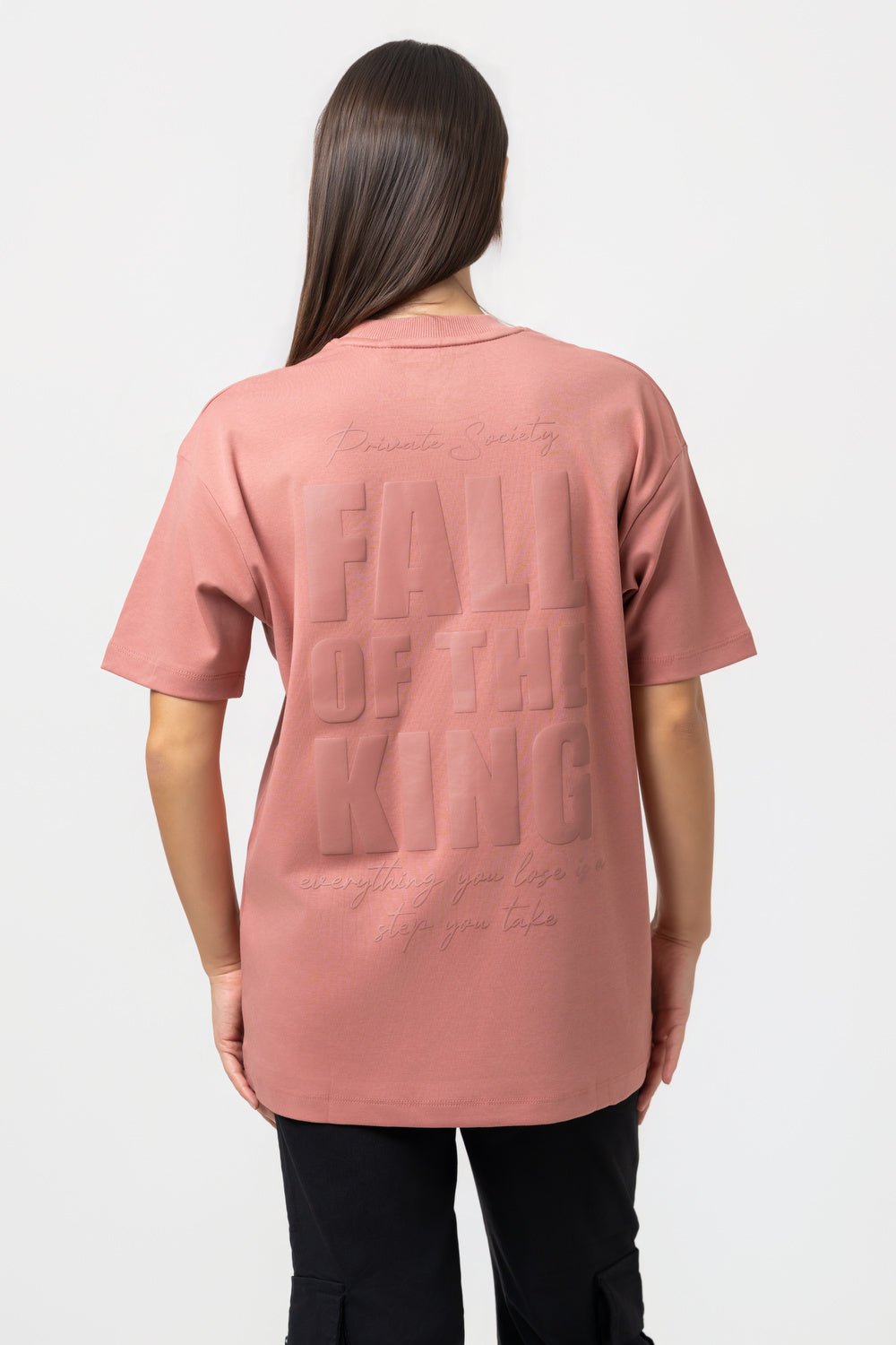 Oversize Backprint Interlock Tee - FALL OF THE KING (DUSTY ROSE)
