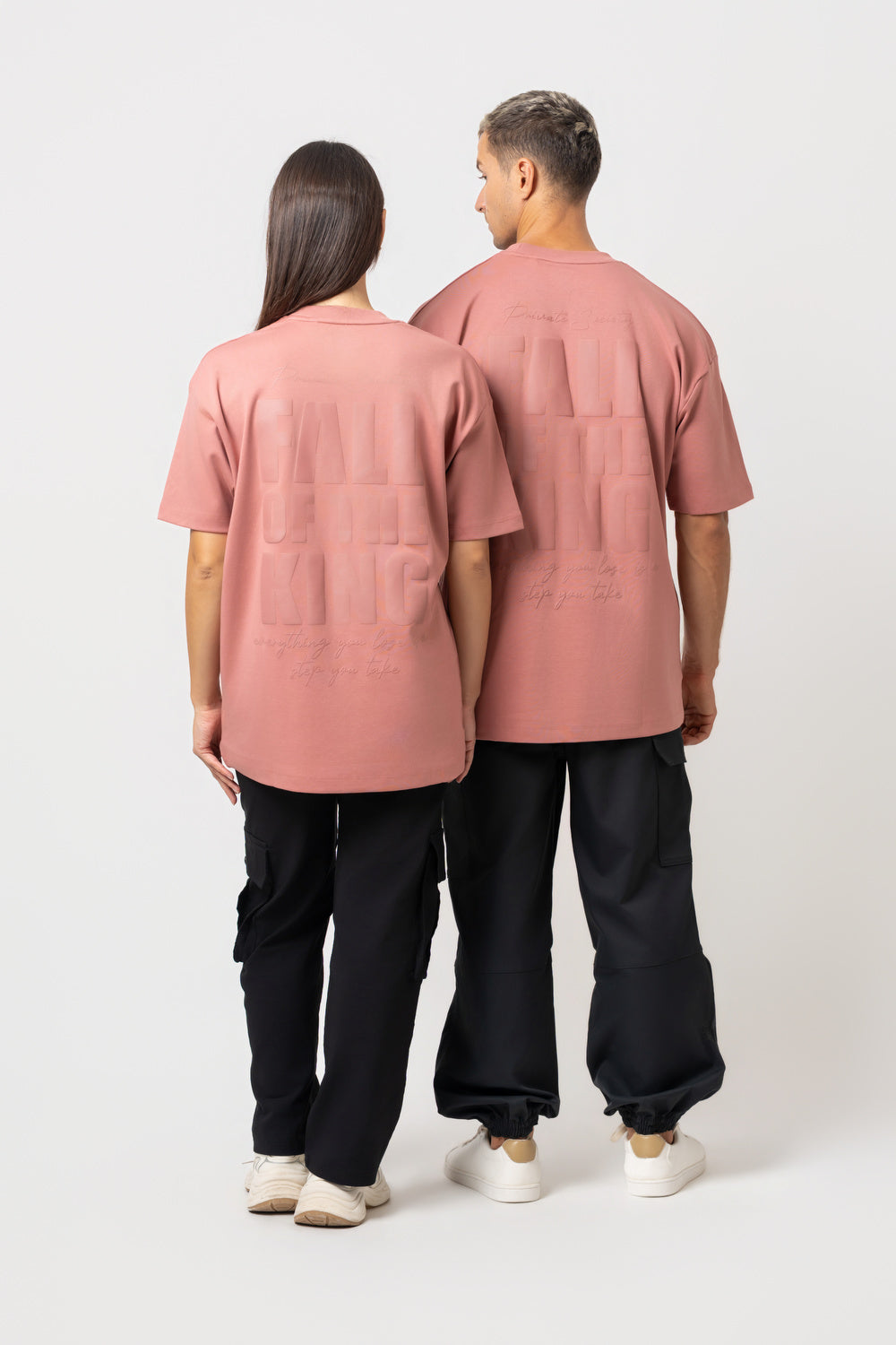 Oversize Backprint Interlock Tee - FALL OF THE KING (DUSTY ROSE)