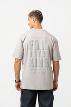 Oversize Backprint Interlock Tee - FALL OF THE KING (LITE ASH)