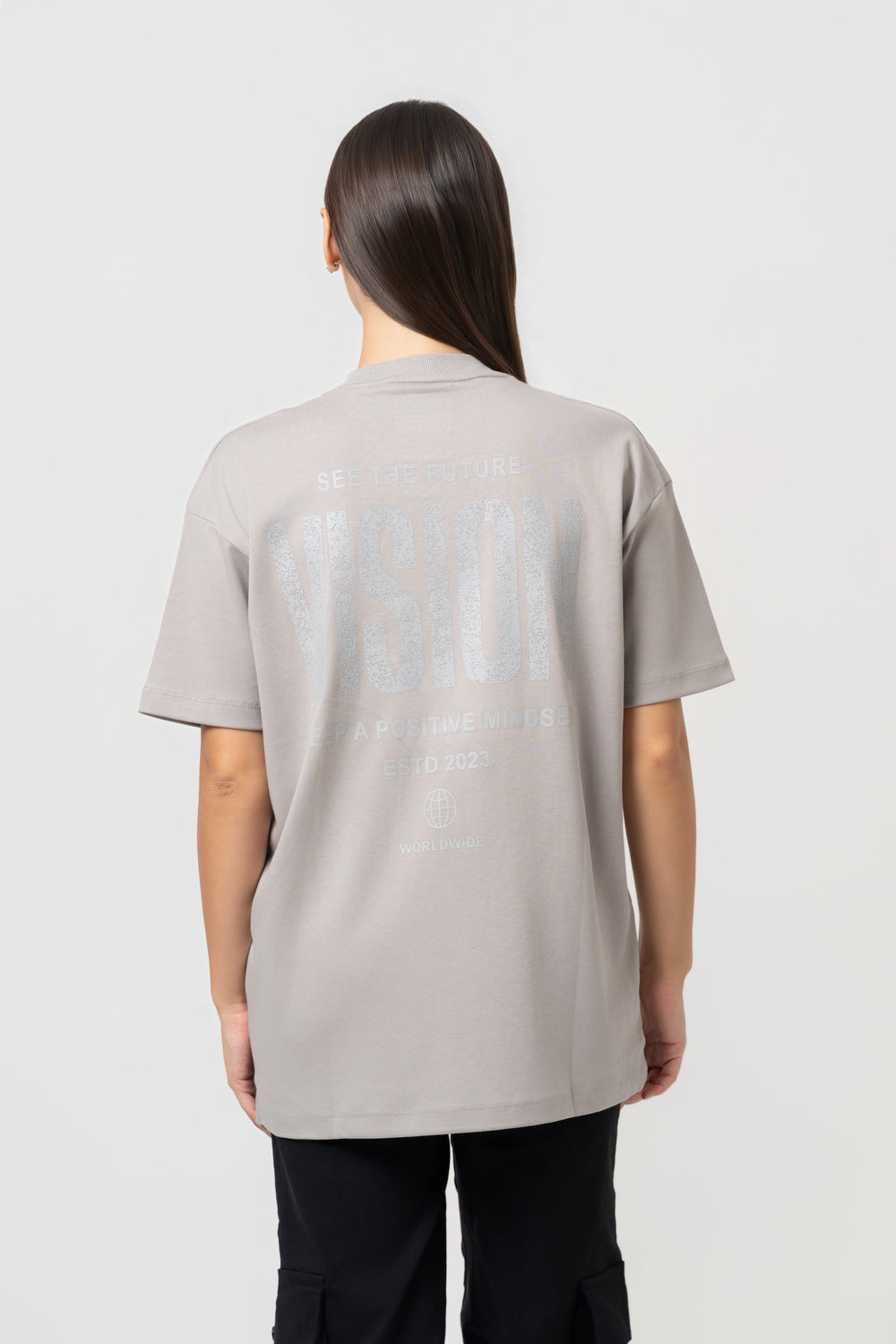 Oversize Backprint Interlock Tee - VISION (LITE ASH)