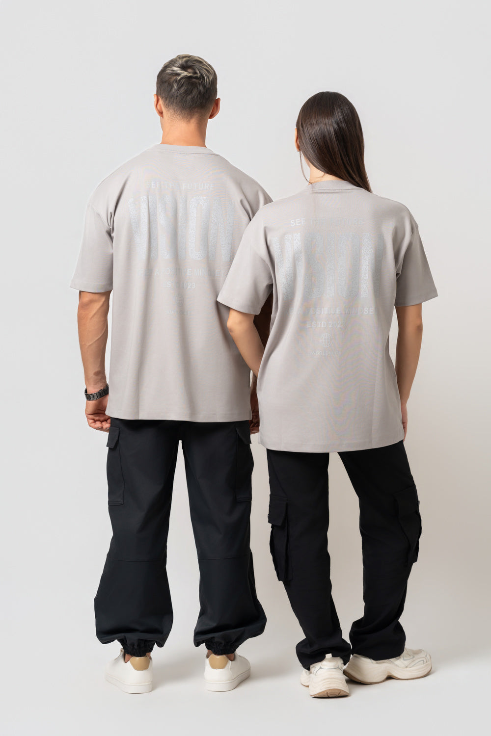 Oversize Backprint Interlock Tee - VISION (LITE ASH)