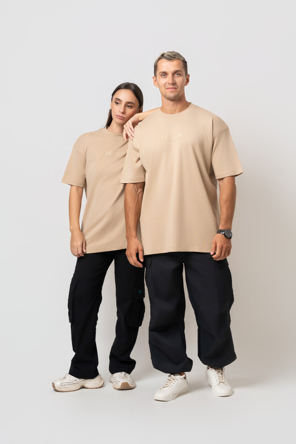 Oversize Backprint Interlock Tee - VISION (BEIGE)