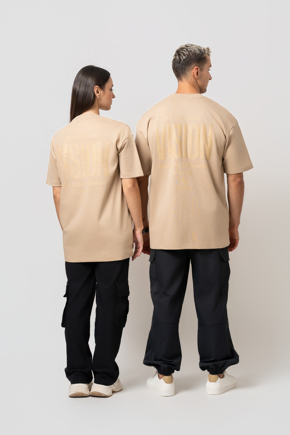Oversize Backprint Interlock Tee - VISION (BEIGE)