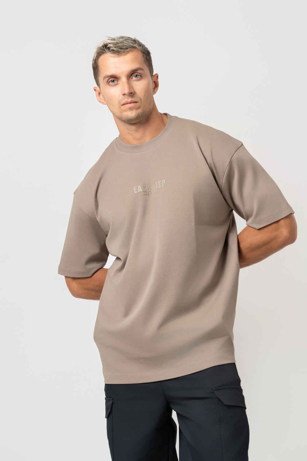 Oversize Backprint Interlock Tee - VISION (DEEP BEIGE)
