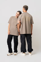 Oversize Backprint Interlock Tee - VISION (DEEP BEIGE)