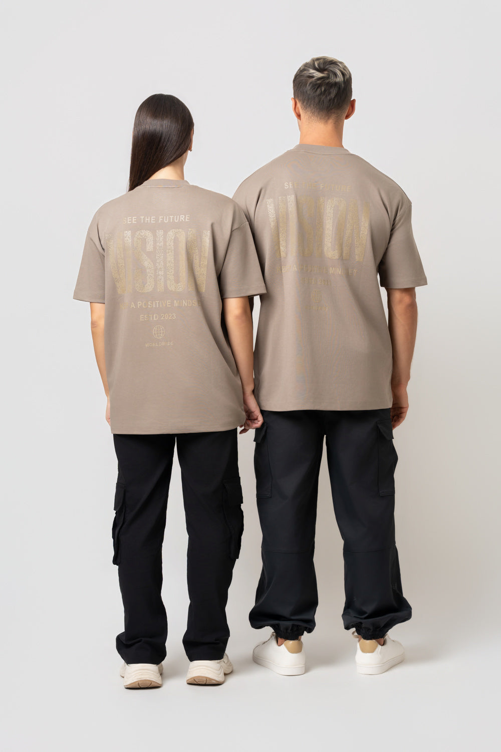 Oversize Backprint Interlock Tee - VISION (DEEP BEIGE)