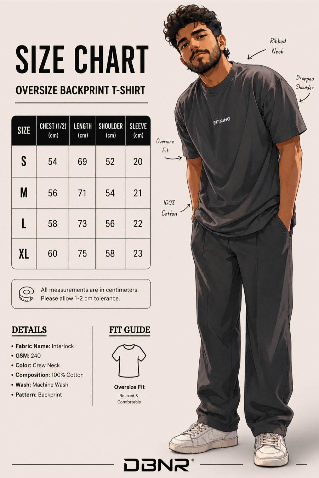 Oversize Backprint Interlock Tee - VISION (BEIGE)