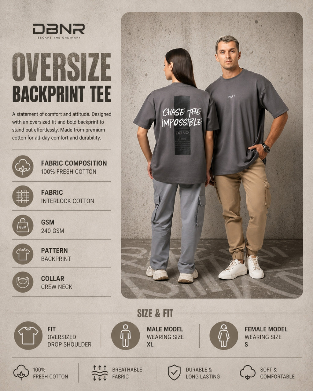 Oversize Backprint Interlock Tee - VISION (BEIGE)